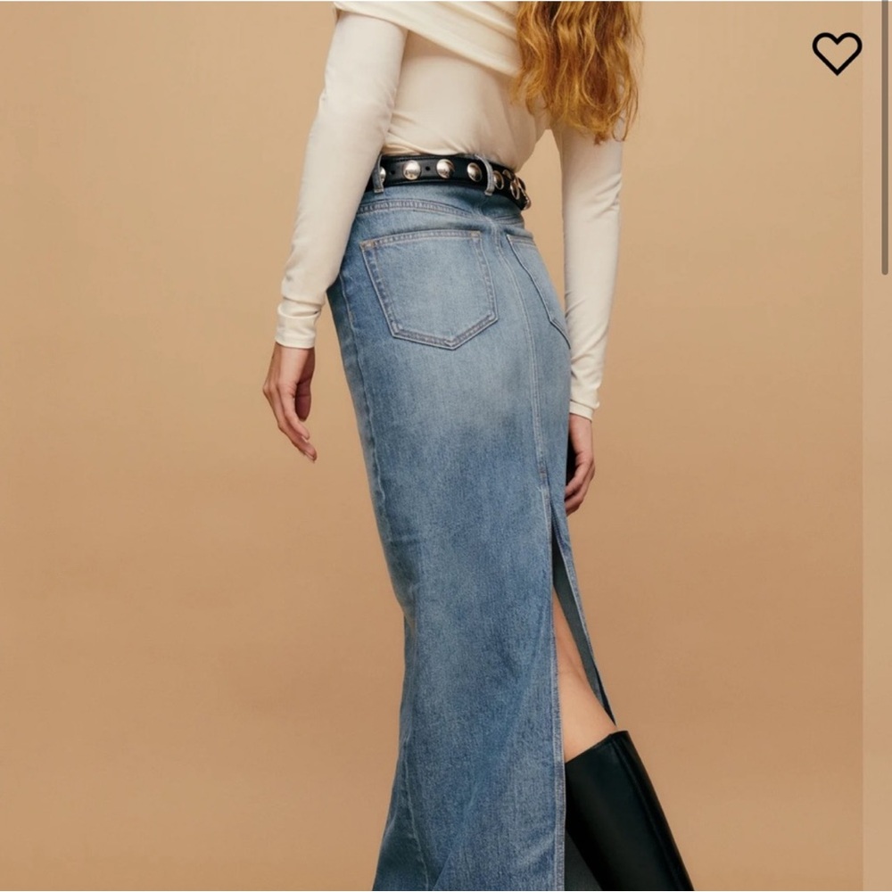 Reformation Daria Ultra High Rise Denim Maxi Skirt 25 - Picture 2 of 6